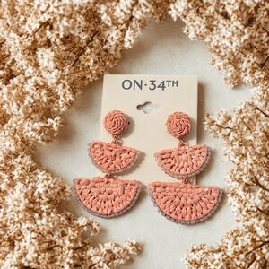 On 34th - Pink Woven Statement Earrings